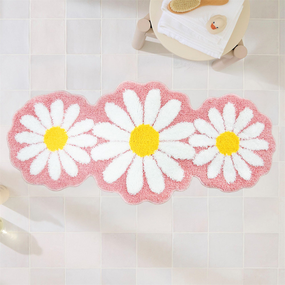 Long Bathroom Rug Pink
